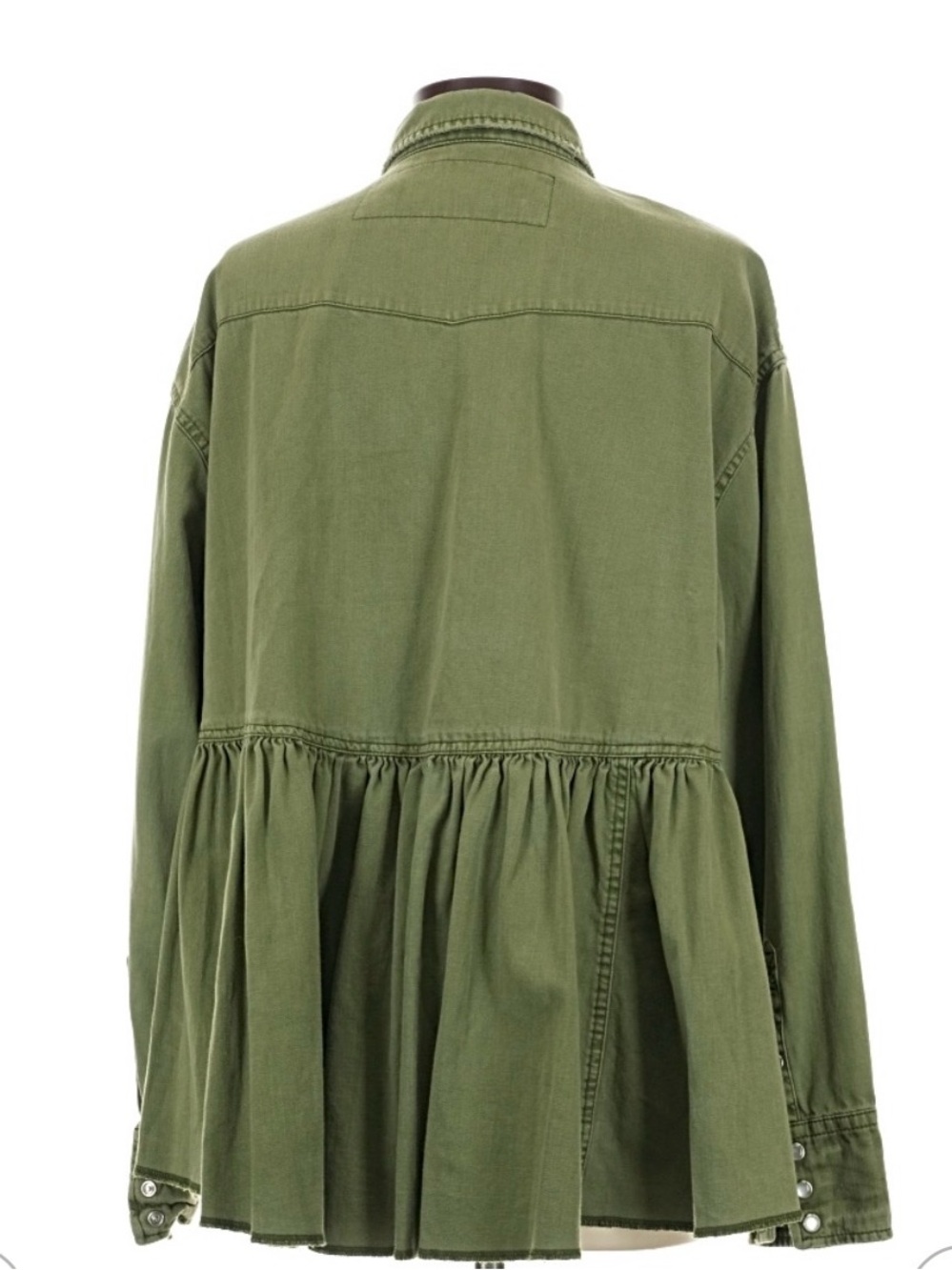 Free People Olive Green Snap-Front Peplum jacket. - Picture 2 of 6
